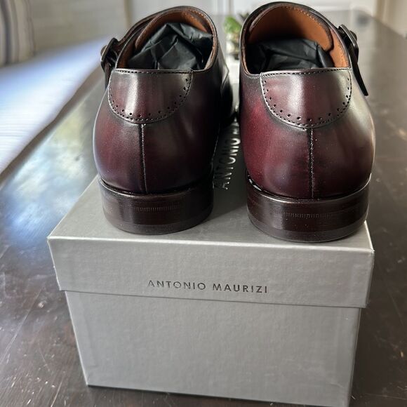 ANTONIO MAURIZI Double Monk Strap Shoe (Men) Size 43 in Wine Color NEW in Box - Picture 7 of 10
